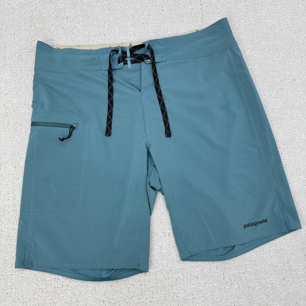 Patagonia Stretch‎ Planing Boardshorts Mens 34 Tasmanian Teal Blue 19" 86612
